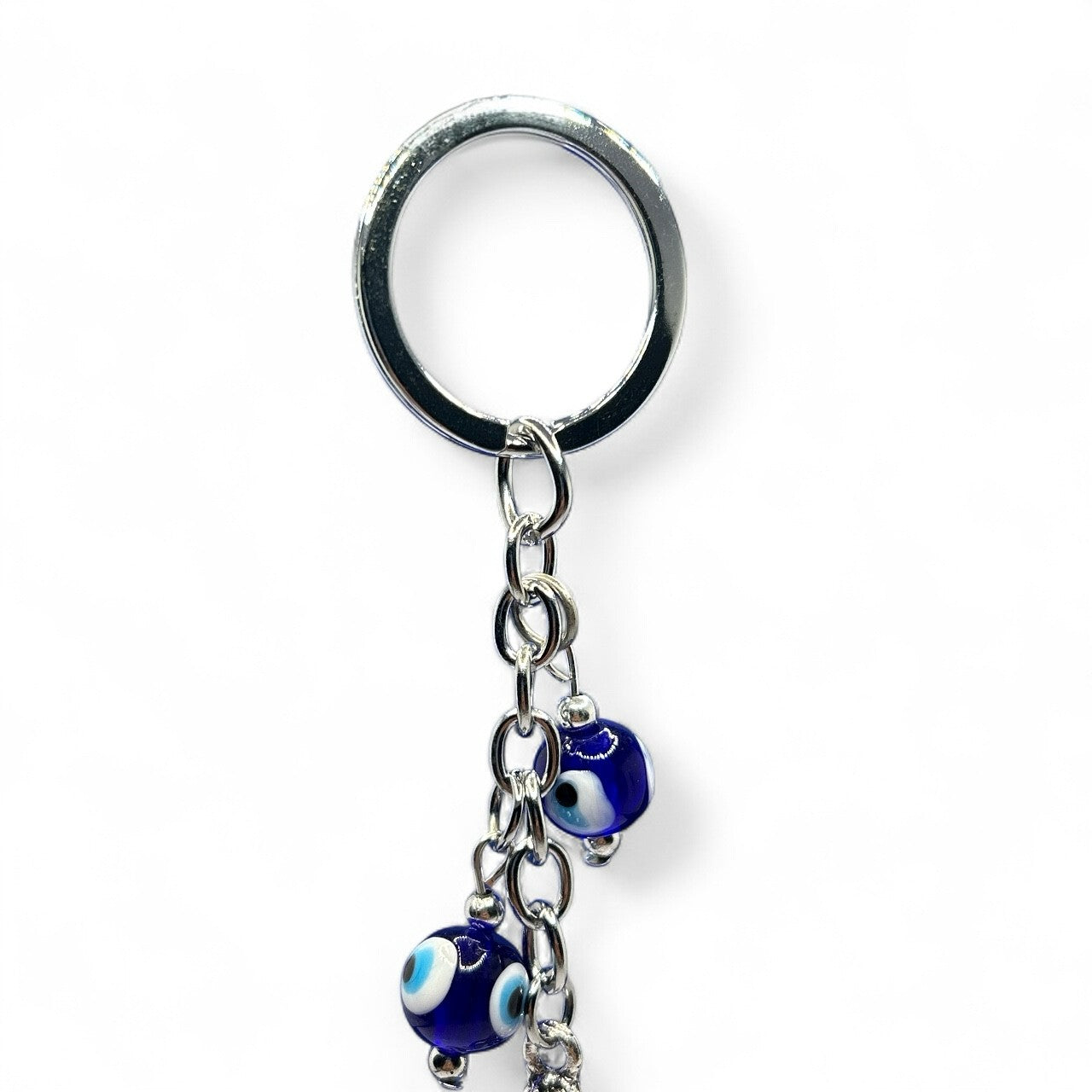 Silver Turtle Evil Eye Keychain