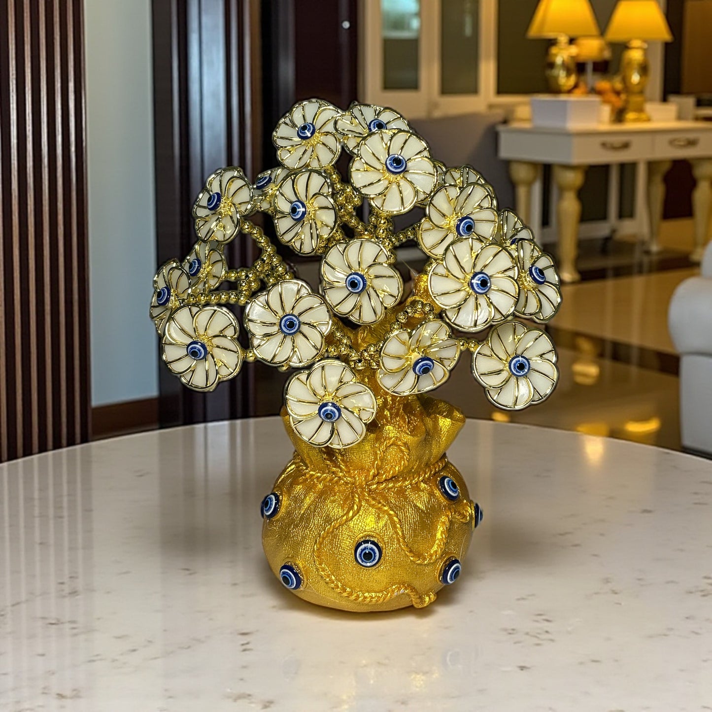 Golden Evil Eye Money Tree Showpiece
