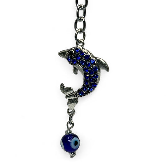 Blue Dolphin Evil Eye Keychain