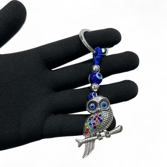 Colorful Evil Eye Owl Keychain