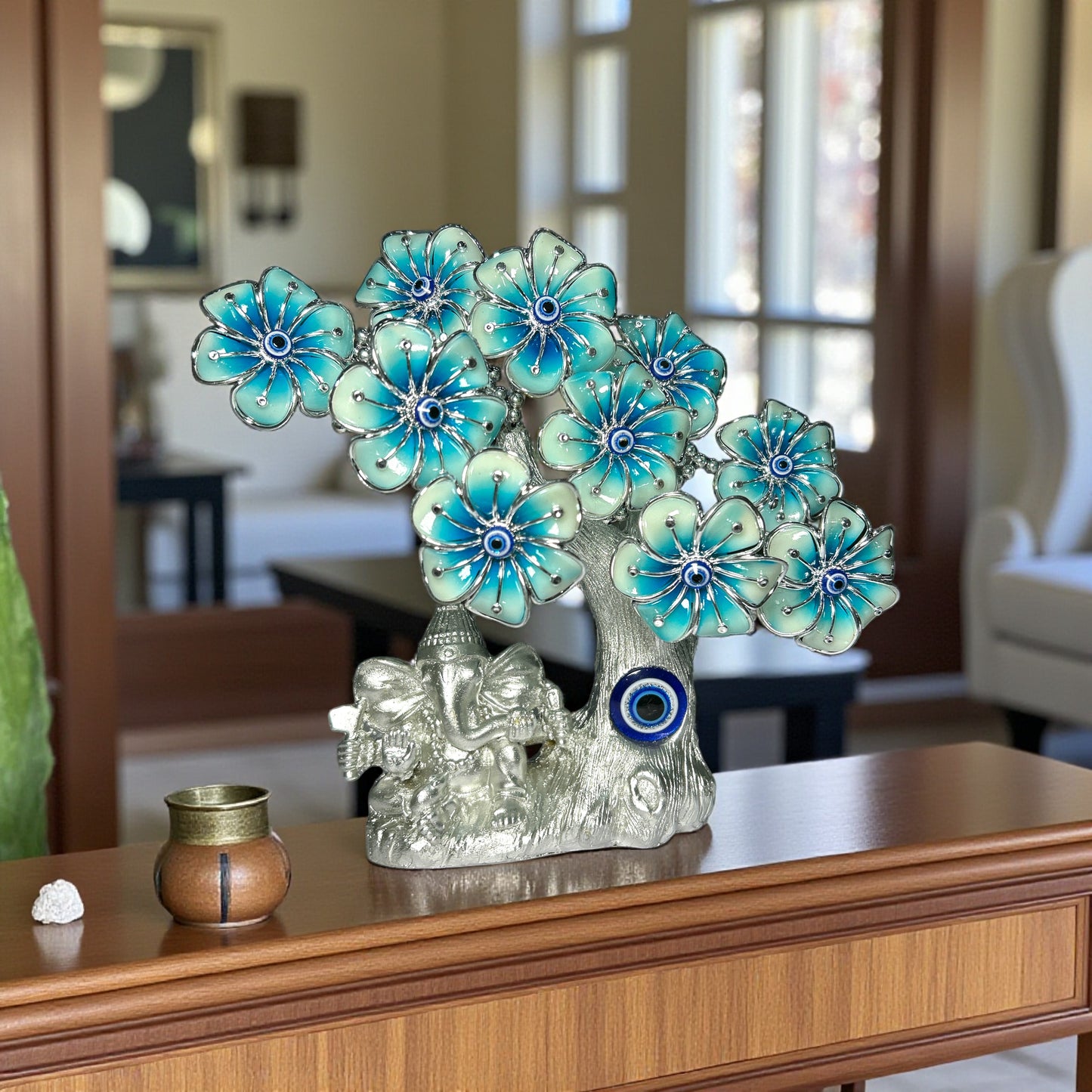 Silver Ganesha Evil Eye Tree