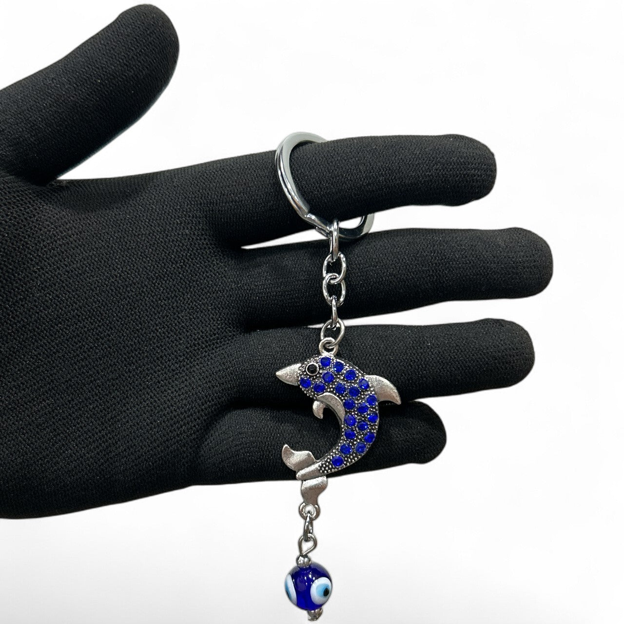Blue Dolphin Evil Eye Keychain